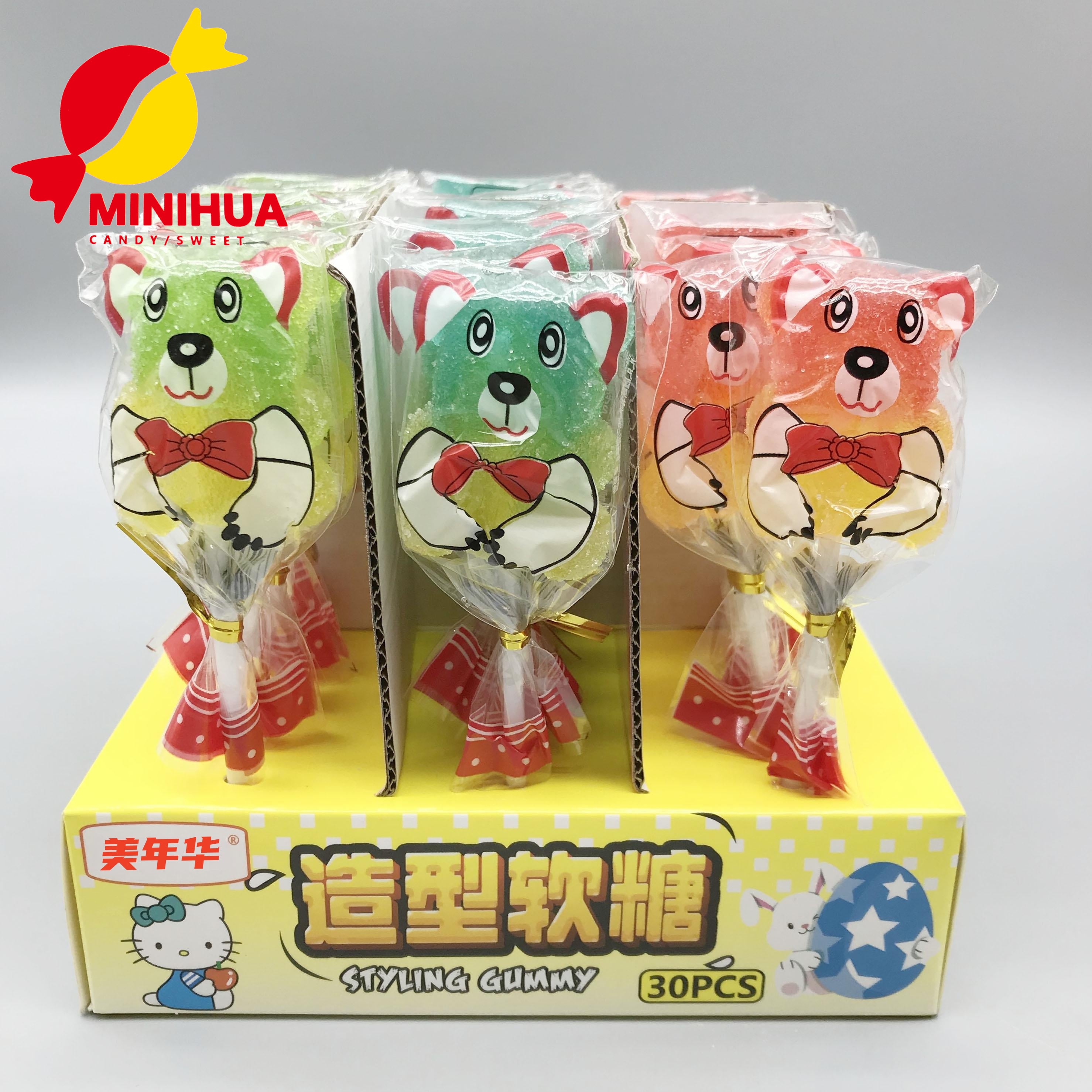 Hot sales Wholesales Lovable Rabbit Shaped Sweet Lollipop Gummy Soft Candy factory
