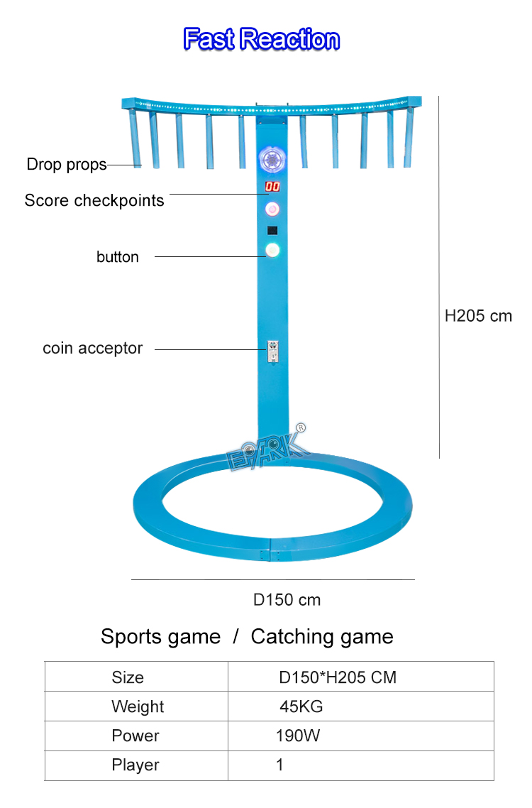 Indoor Sport Coin Operated Game Fast Reaction Catching Stick Games Machines manufacture