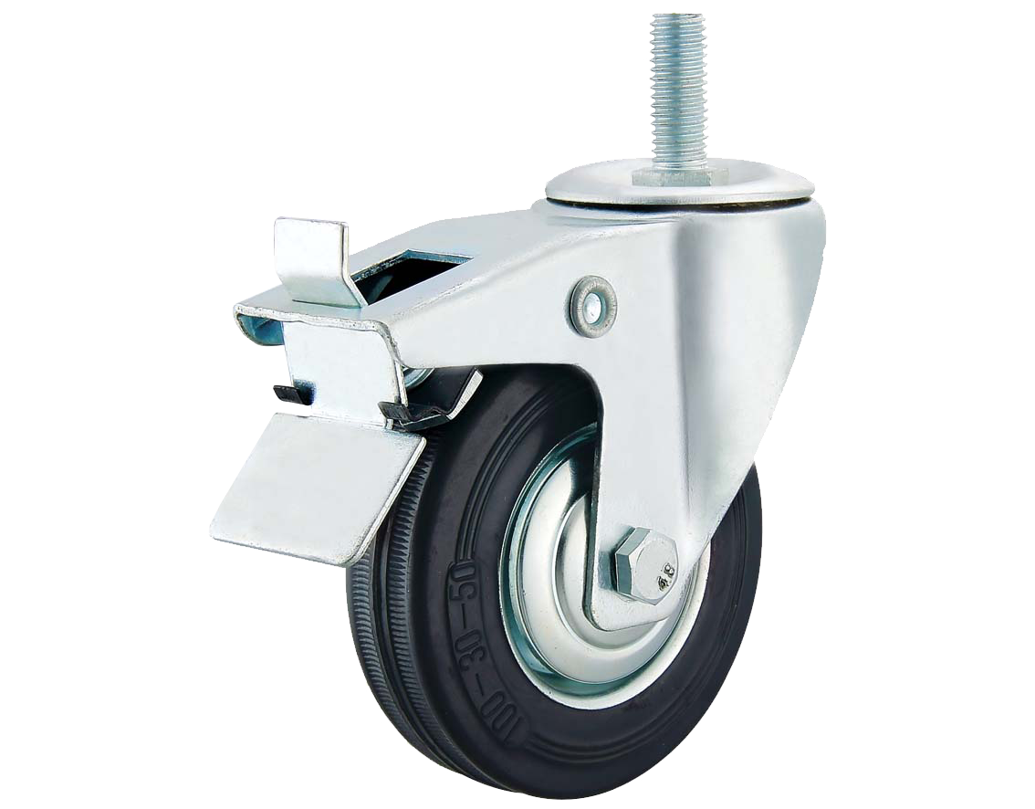 industrial caster wheel 3/3.5/4/5/6/8 inch castor manufacturer rubber caster stem with brake type for industry and trolley manufacture