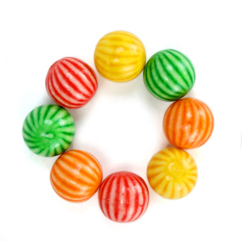 Hollow watermelon ball shape chewing gum manufacturing factory price ball bubble gum ball factory