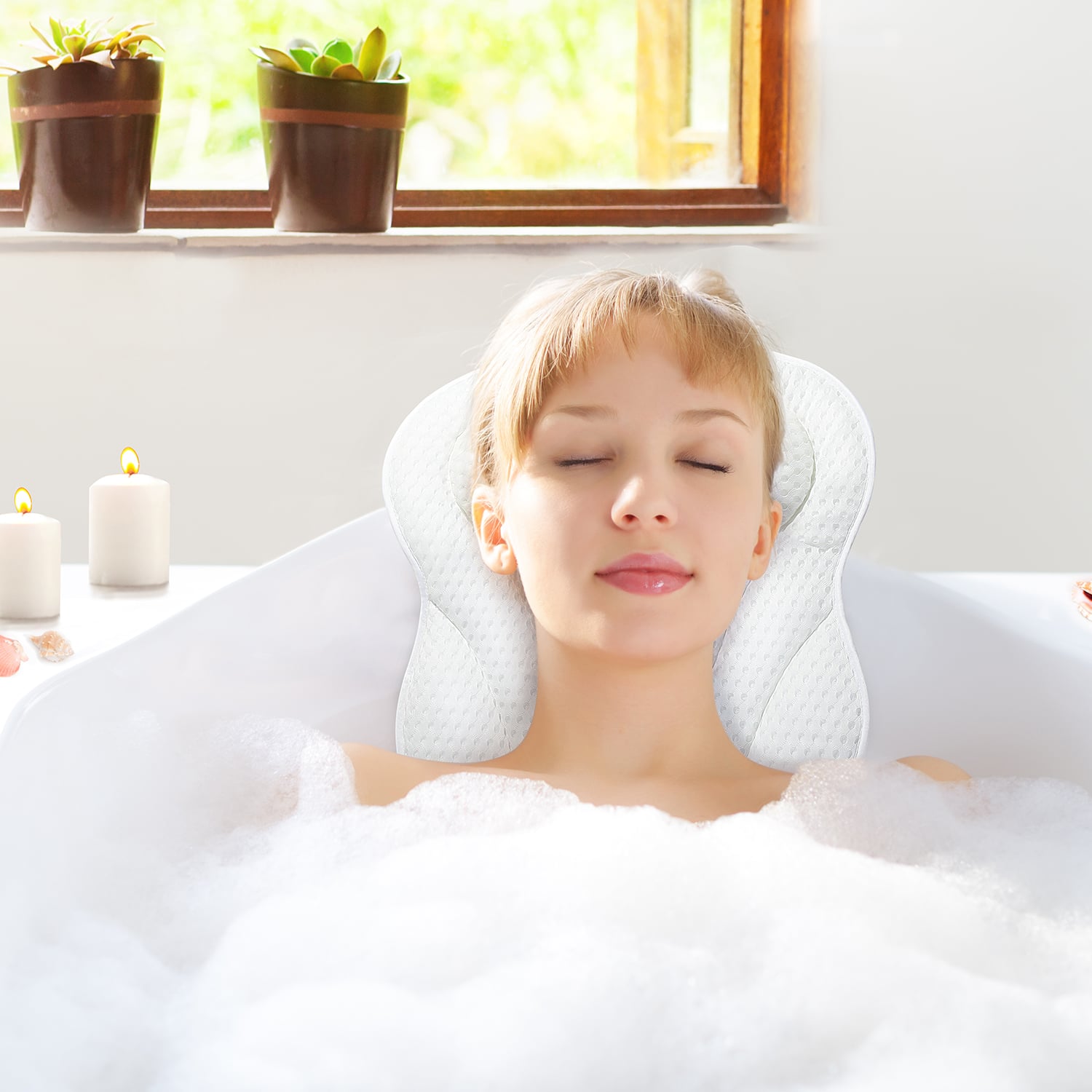 4D Air Mesh Thick Soft Bathtub Pillow Back Neck Support Pillow, Spa Cushion for Tub Relaxing Headrest Bath Pillow factory