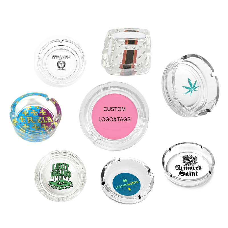 Wholesale Custom Design Logo Round Shape Home Ashtray clear glass ashtray manufacture