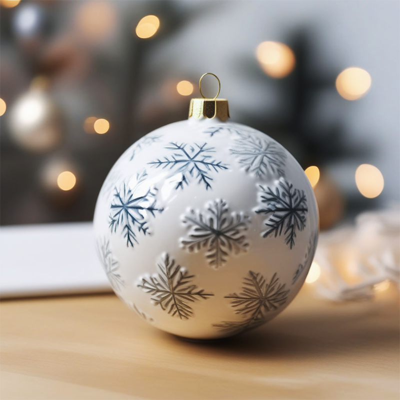 Custom home christmas hanging decor bauble wholesale unique christmas Tree simple ceramic ball ornaments manufacture