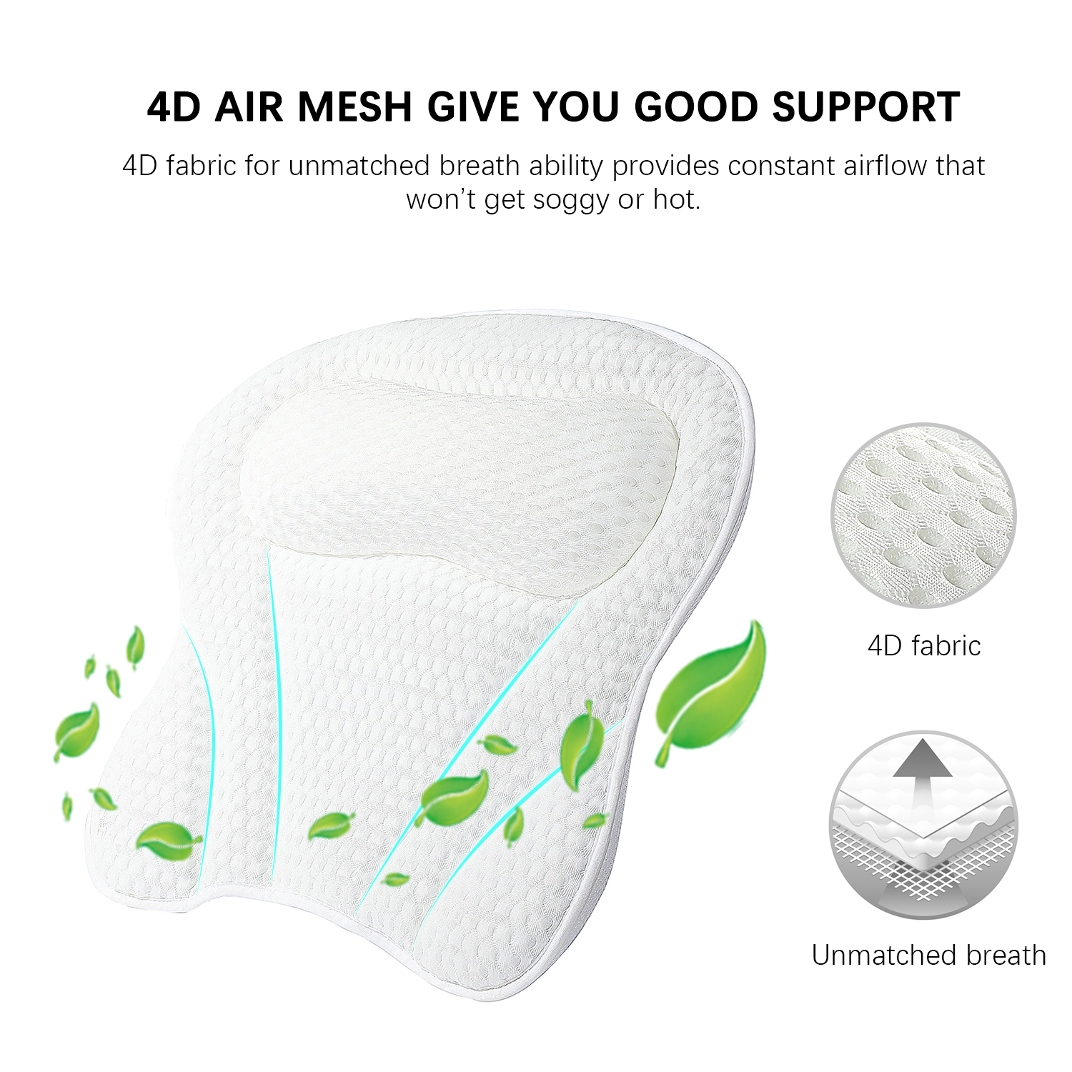 4D Air Mesh Thick Soft Bathtub Pillow Back Neck Support Pillow, Spa Cushion for Tub Relaxing Headrest Bath Pillow manufacture