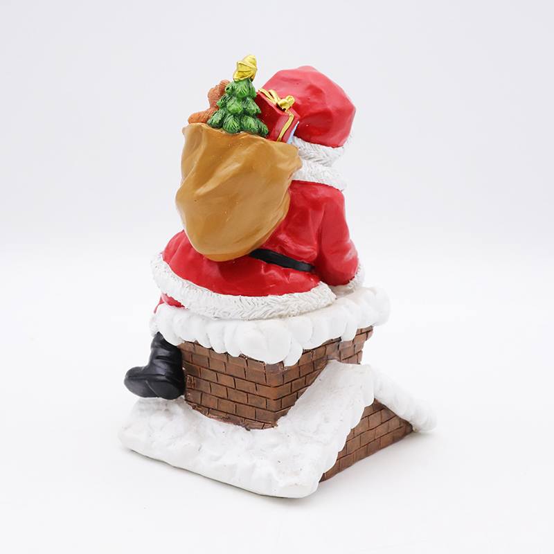 OEM Custom Christmas decor polar bear figurine new resin crafts miniature santa claus ornaments tabletop statue manufacture