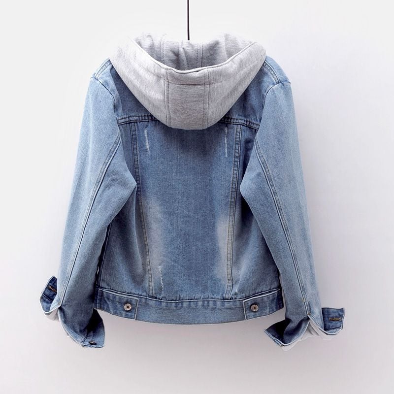 Ladies Womens Winter Sherpa Hoodie Jacket Casual Jeans Slim Fit Blue Denim Plus Size Women's Jackets factory