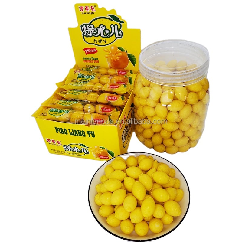 Little Lemon Wholesale Fruity Bubble Gum Big Size Drop-shaped Chewing Gum for Kids Direct from Factory Packaging supplier