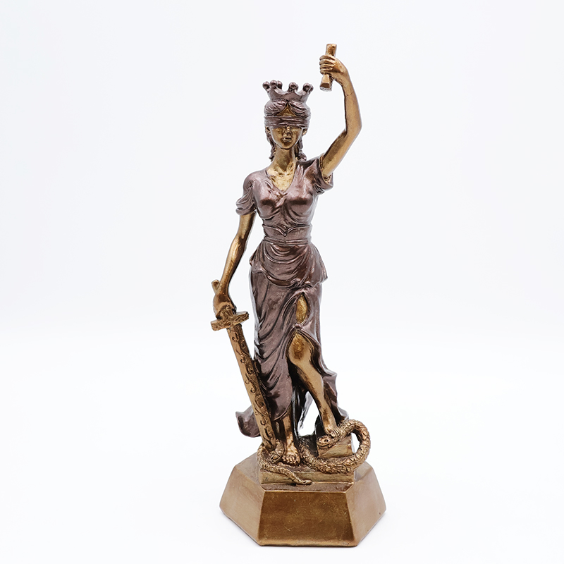 OEM handmade goddess justice Themis statue home decor custom craft goddess justice bronze 3D miniature figure figurine details