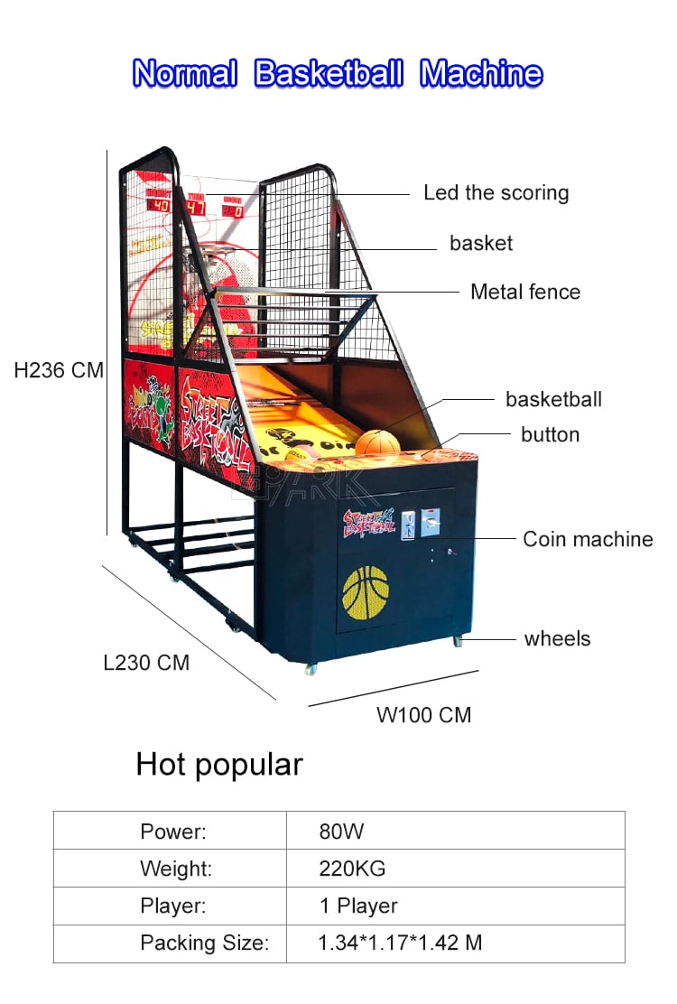 Indoor Sport Coin Operated Arcade Game Basketball Shooting Machine Basketball Machine details