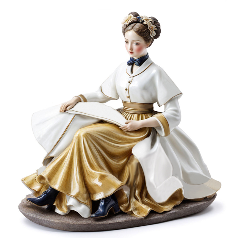 OEM Handmade european western girl porcelain figure decor statue custom exquisite ceramic beautiful girl figurines gift details