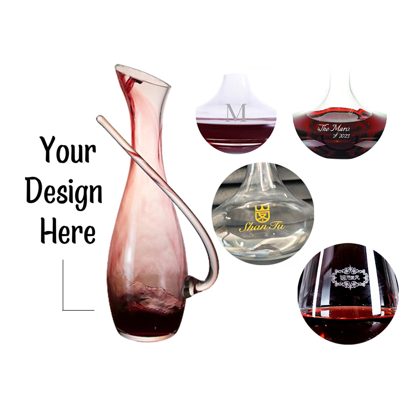 Stylish Creative Handle 1100ml Clear Glass Wine Decanter for Restaurant Bar details