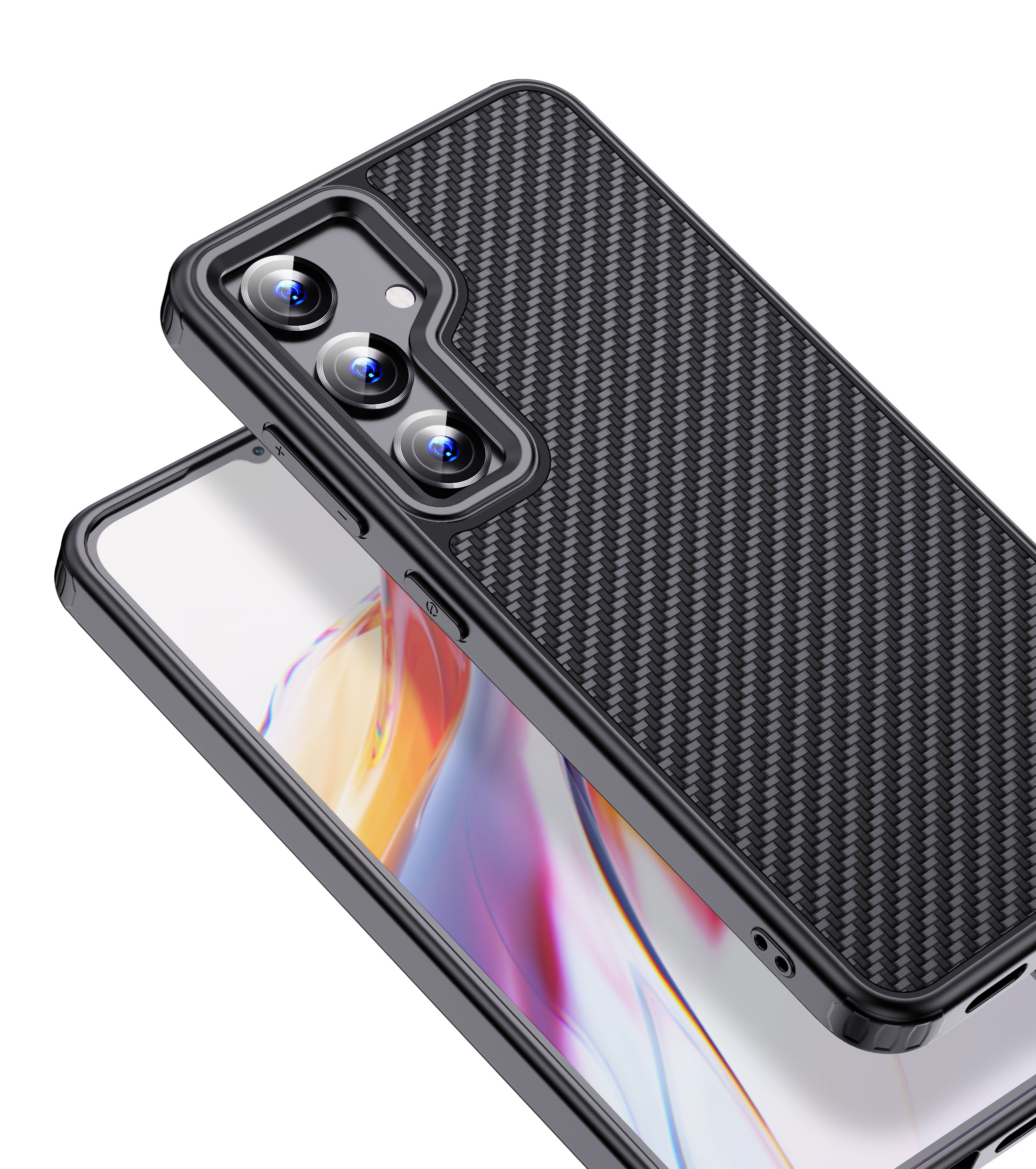 WLONS WLS08 ドロッププロOF カーボンファイバー フロスト加工 吸着式モバイル TPU スマートフォンケース For Samsung Galaxy S24+ S24 Ultra