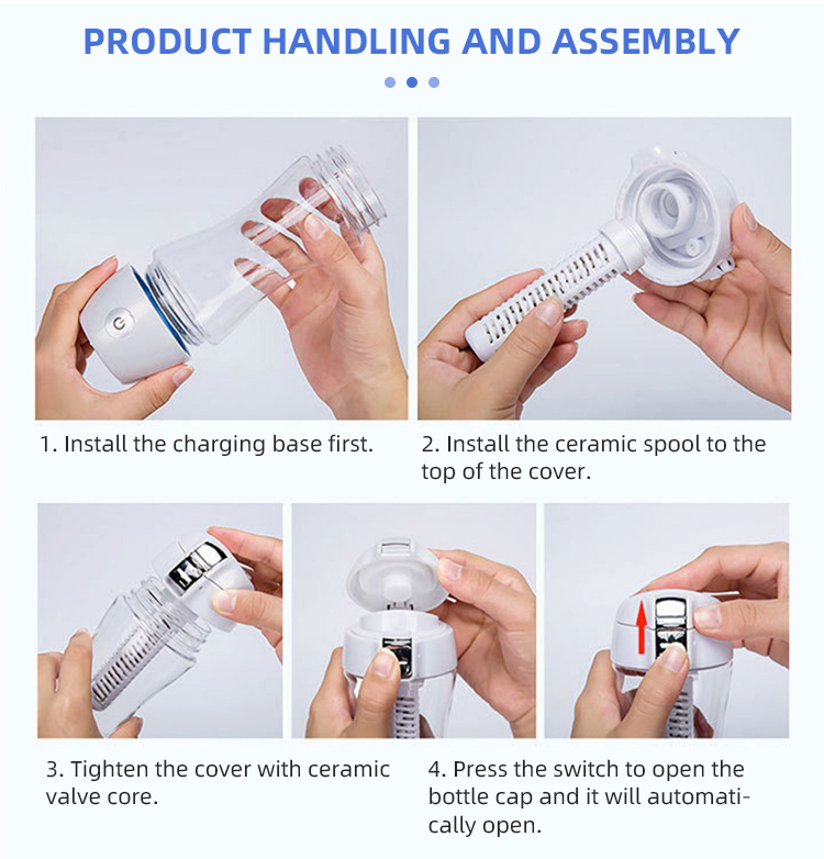 Factory Supply Maker Hydrogen Machine SPE and PEM Technology Machine Ionizer portable rich generator Water bottle manufacture