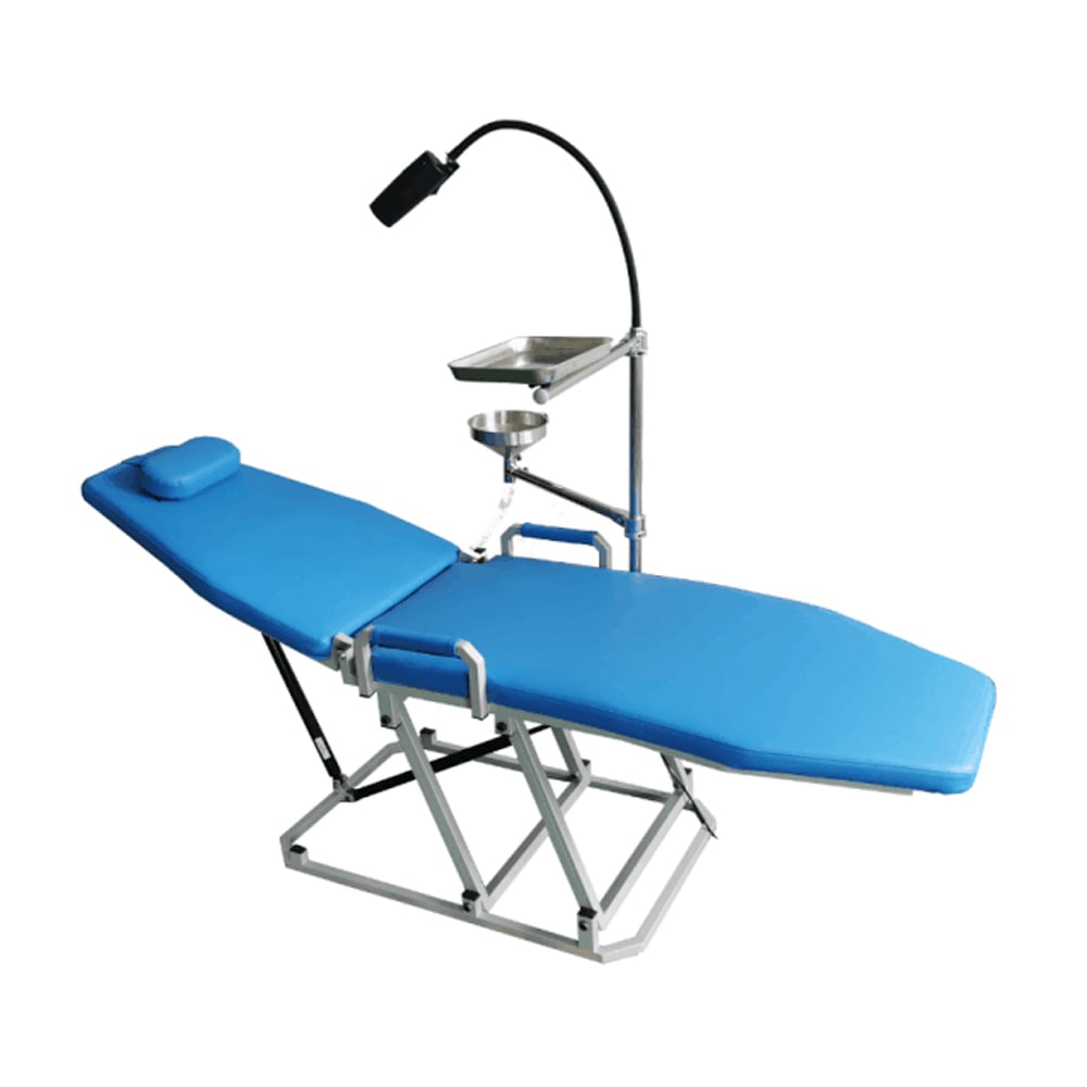 Dental Folding Chair With Turbine Unit LED light Removable spittoon weak suction Folded Portable Dental Chair details