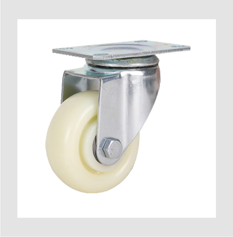 75mm Swivel Rectangle Top Plate White PP/Nylon Casters Wheel For Baby Carriges Cart details