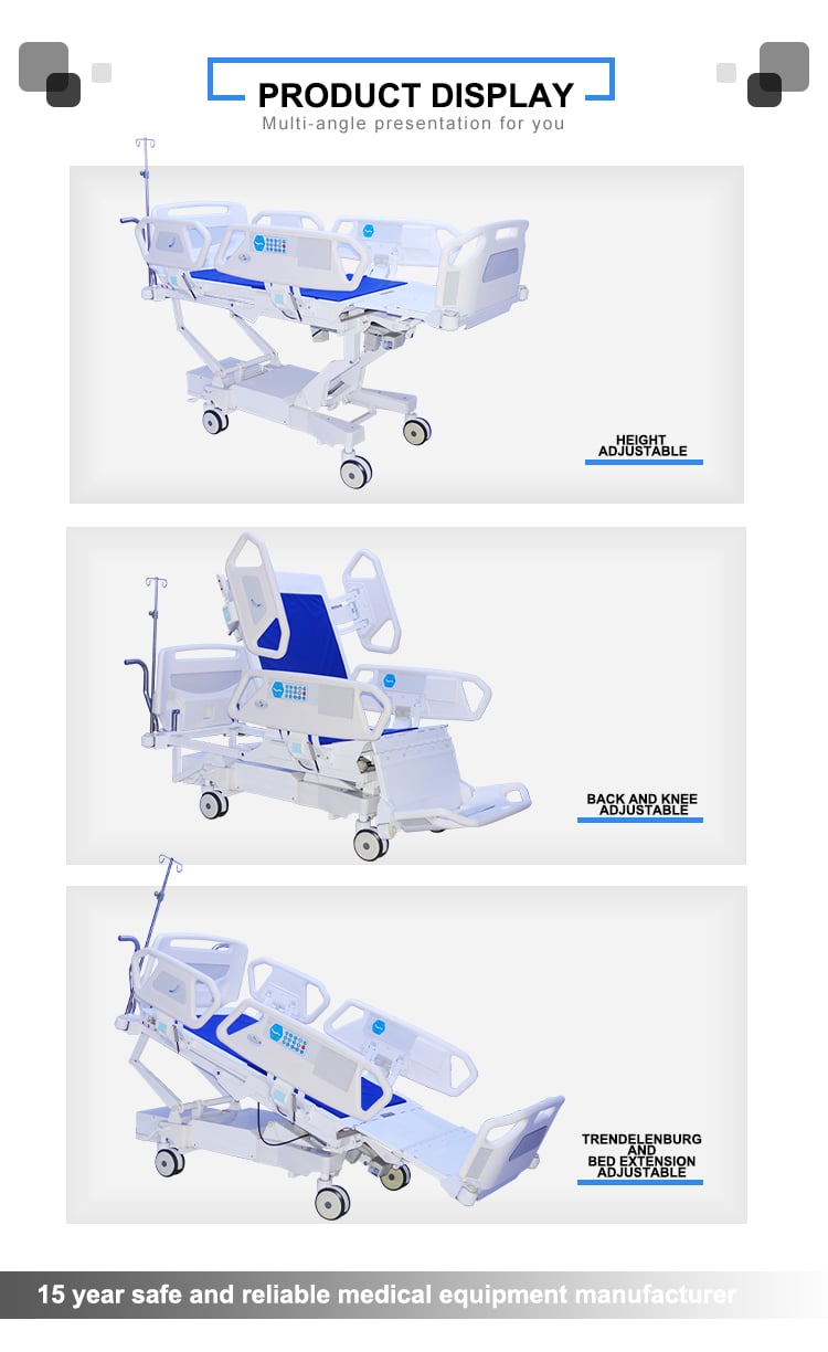 Medical Equipment Bed Electric ICU Eight Functions Bed Hospital Medical with Chair Position factory