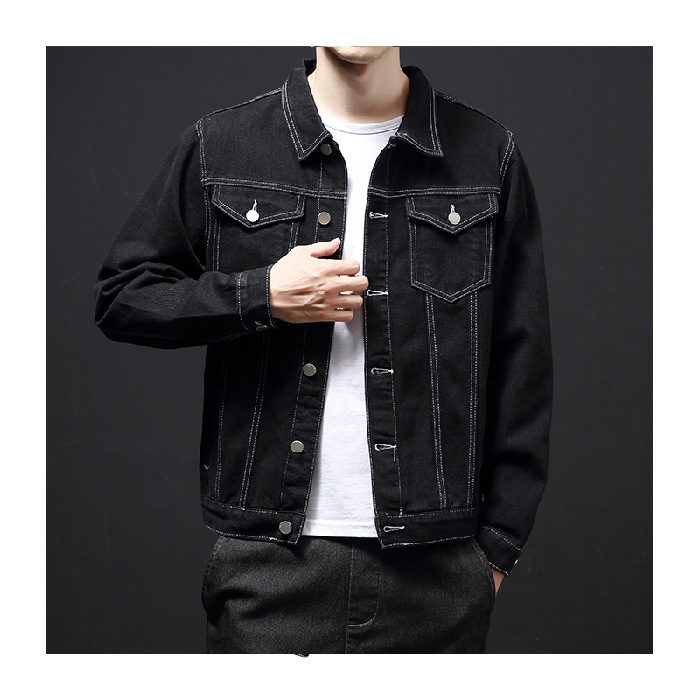 High Quality Cotton Denim Jacket Custom Men'S Long Sleeve Jacket Plus Size University Jeans Denim Jacket Coats For Man factory