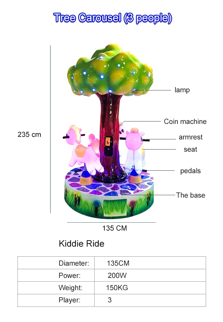 3 Seats Attractions Indoor Kids Amusement Rides Horse Carousel Merry Go Round For Sale supplier
