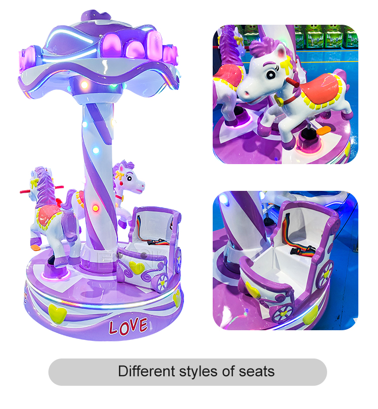 Best Quality Amusement Kids Rides Indoor Outdoor Playground Merry-go-round 3 People Small Carousel For Sale supplier