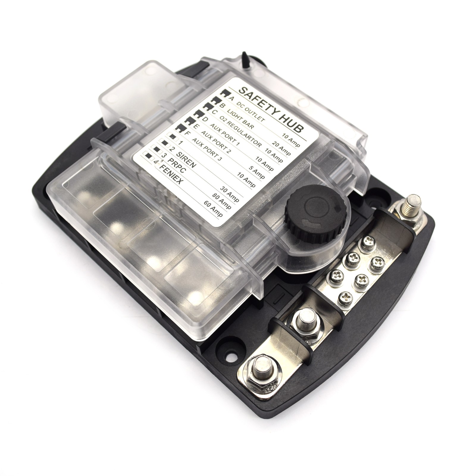 Safety Hub Fuse Box Holder For Boat and Car 12V Fuse Panel Midi Fuse Block Busbar Automotive details