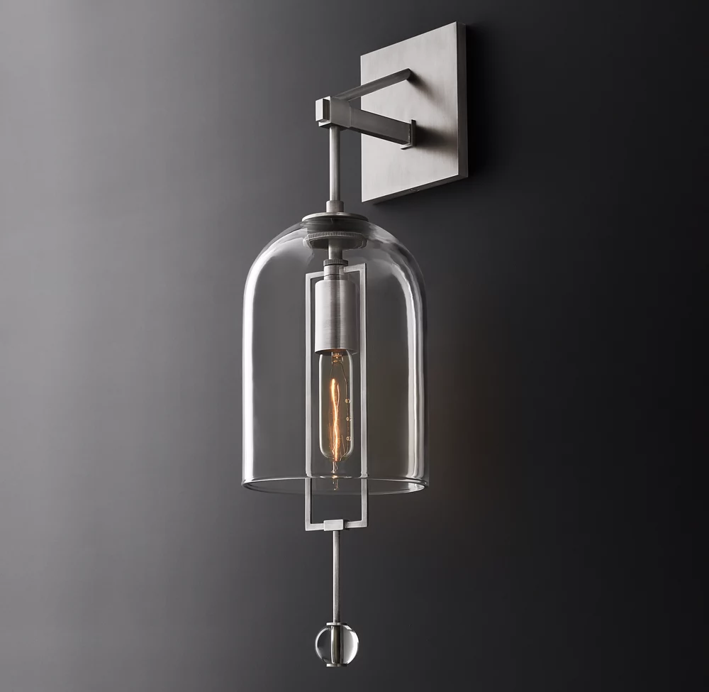 Luxury Villa Copper Wall Light Living Room Decoration Bedroom Bedside E26 Glass Wall Lamp manufacture