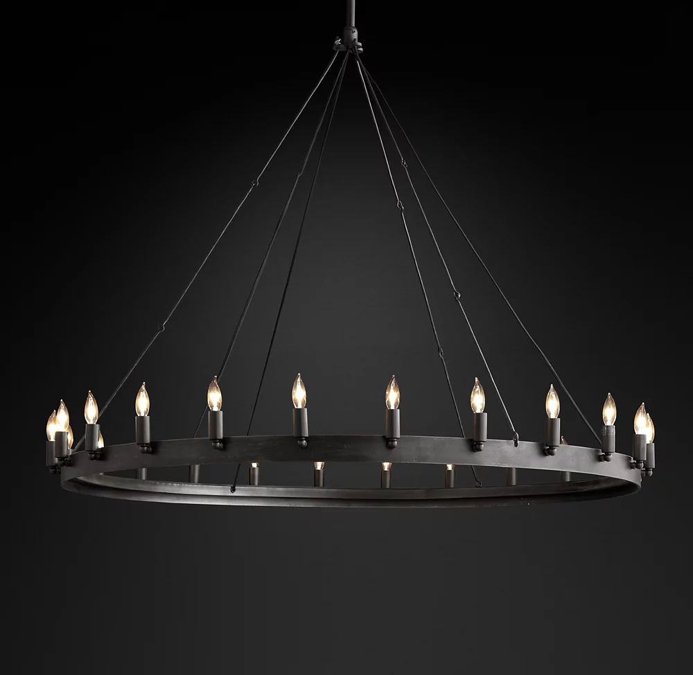 Retro Industrial Loft Restaurant Hotel Project Iron Ring Pendant Light Cafe Living Room Club Metal Chandelier details