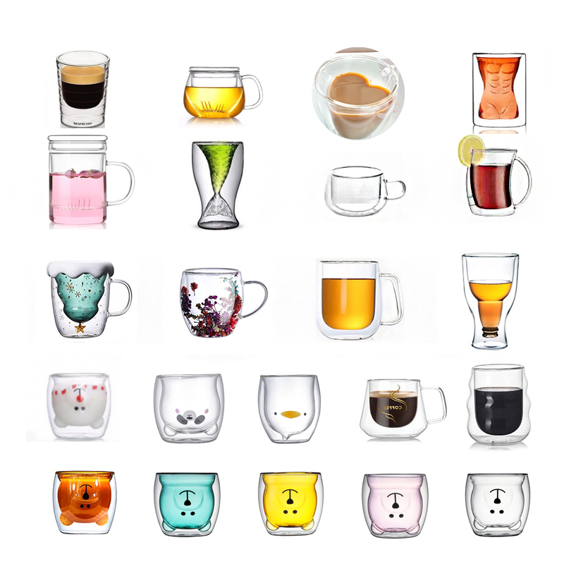 Custom Logo Hot Sale Clear Mug 450ML Glass Coffee Milk Leather Case Drinking Cup with Lip and Straw details