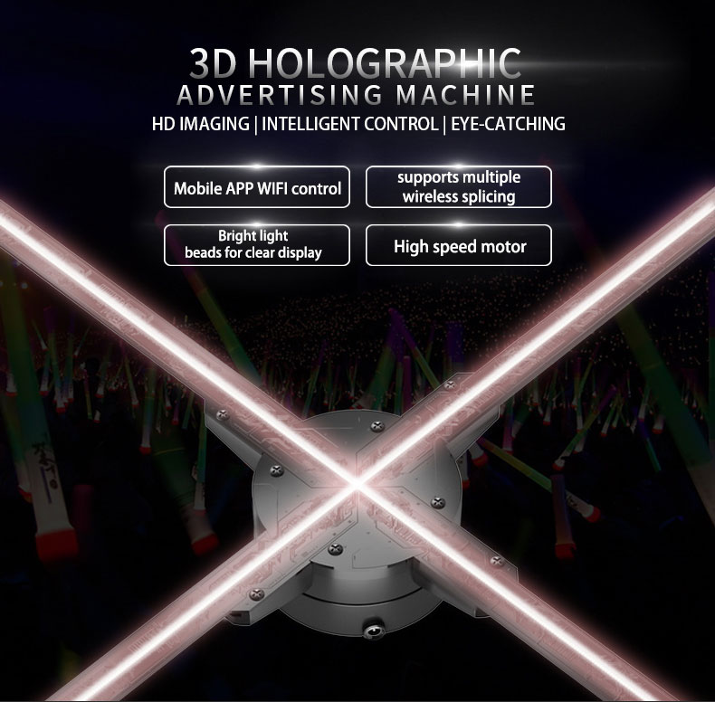 Factory wholesale cheap Four Blades Advertising Playing Equipment Ventilador Holografico 3D Holographic Display Hologram Fan details