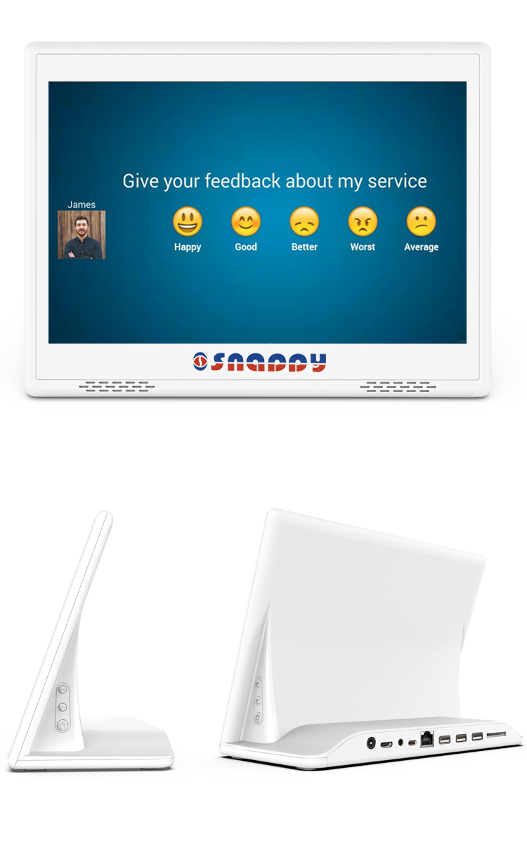 L shape android tablette 10 pouces customer feedback system survey device built-in Wifi RJ45 network port 3 USB manufacture