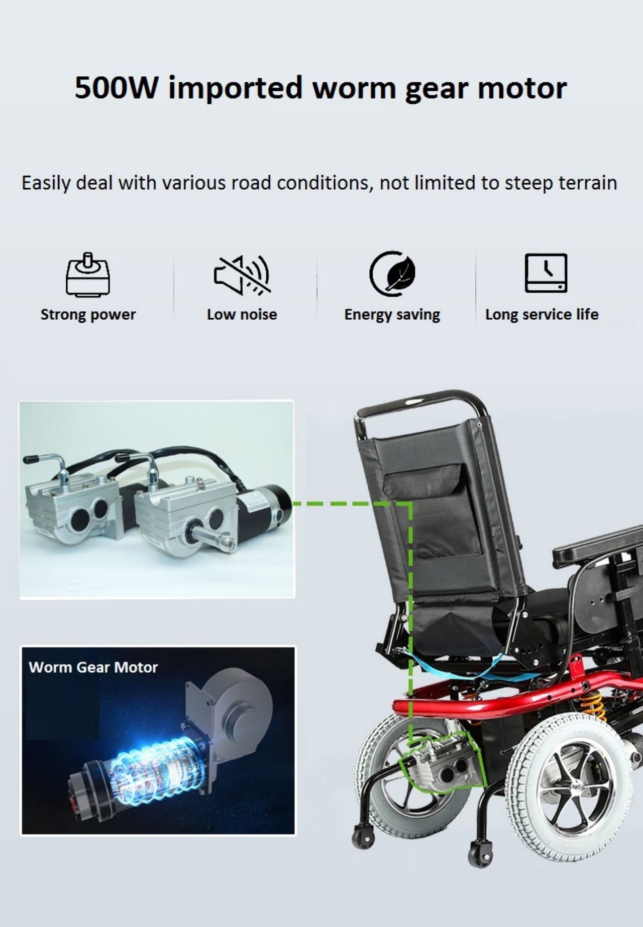 KSM-510 Best Selling Off Road Powerful Heavy Duty Comfortable Electric Wheelchair all terrain heavy duty power wheelchair supplier