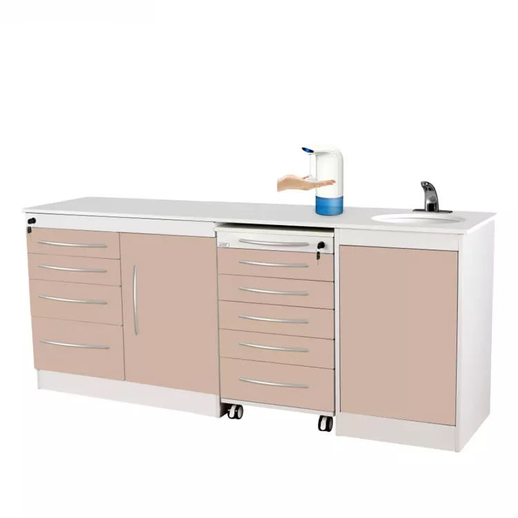 Hospital Clinic Furniture Dental Furniture Stainless Steel Body Desk With Storage Cabinet supplier