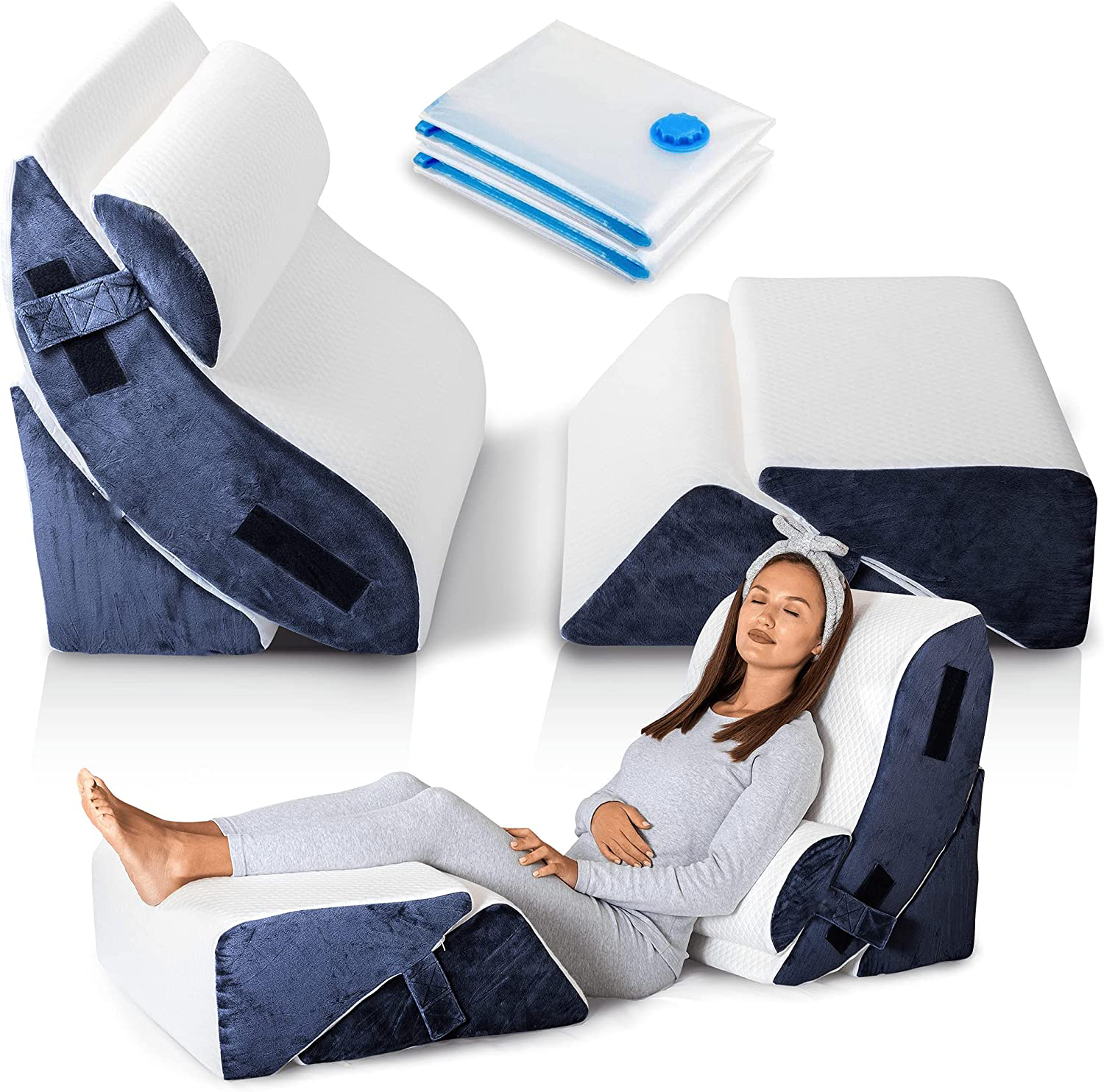 5 Pcs Adjustable Relaxing System Leg Elevation Pillow Memory Foam Bed Wedge Pillows for Back Support, Pain Relief and Recovery manufacture