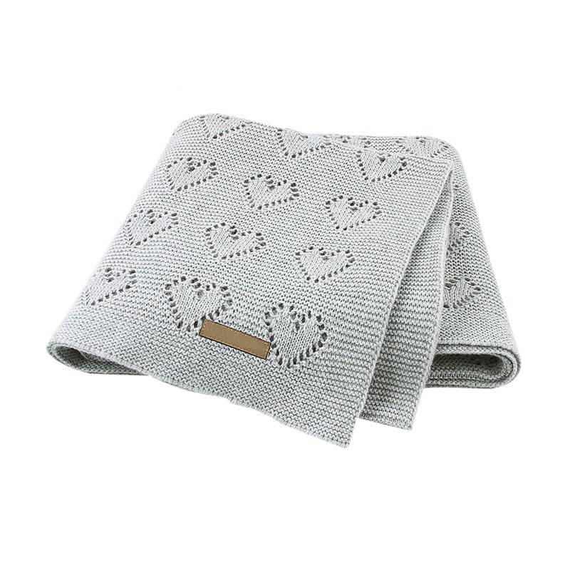 Multi-use new cotton solid baby new born organic knitted blanket hollow out blanket baby details