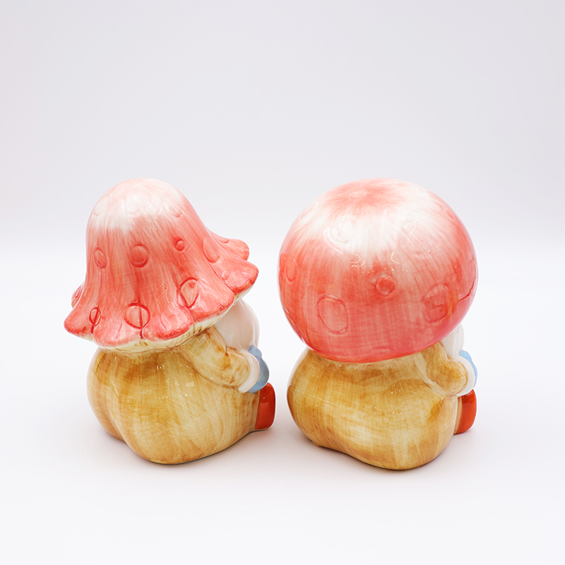 OEM Custom new christmas home decor cute 3d figure statue ceramic mushroom gnome figurine ornaments gift details