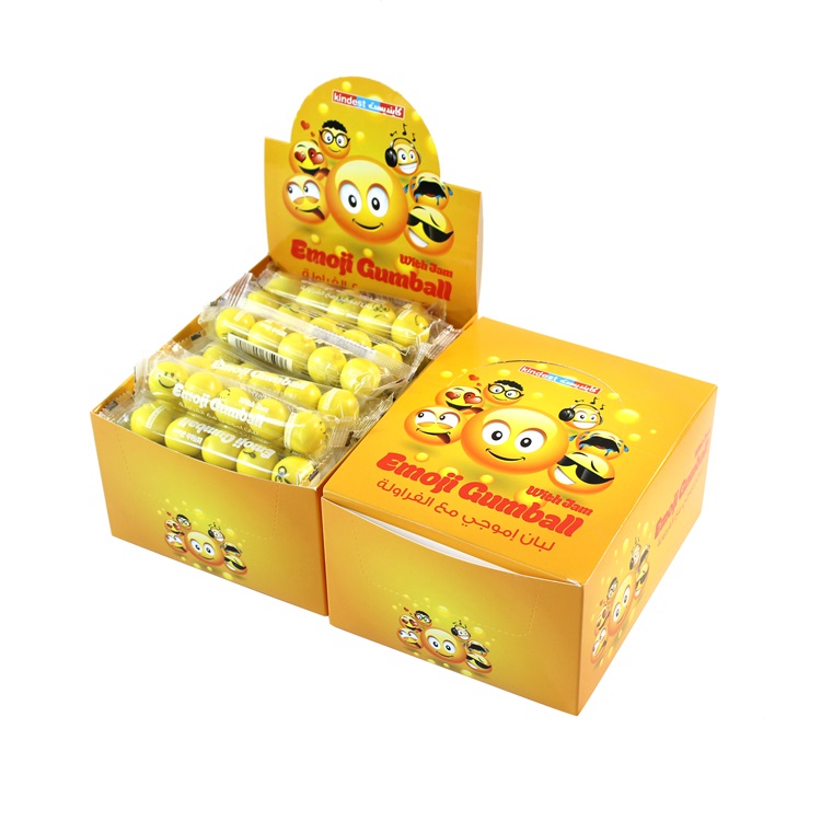 box package halal fruit, mint flavor center filled printed bubble chewing gum ball with jam manufacturer manufacture