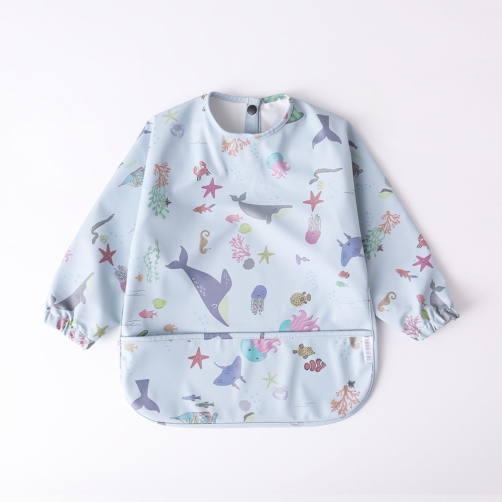 Baby Long Sleeve Bib with Pocket Toddler Leak-Free Bibs with Sleeves (6-24 Months) Washable Baby Shirt Bibs Apron supplier