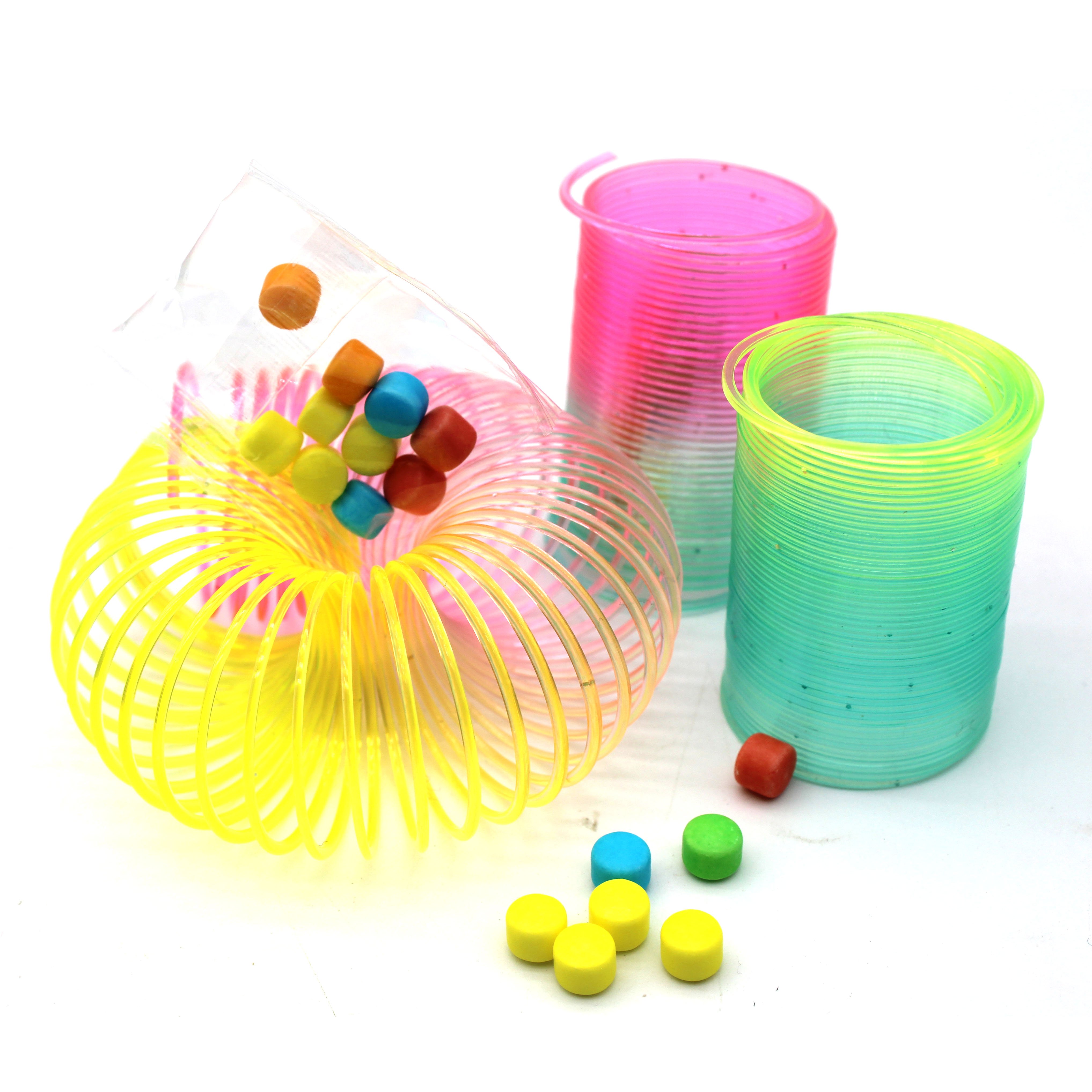Factory Wholesale Cartoon-Shaped Rainbow Spring Hoop Toy for Kids Fruity Flavored with Box Packaging and Sweets Candy Included details