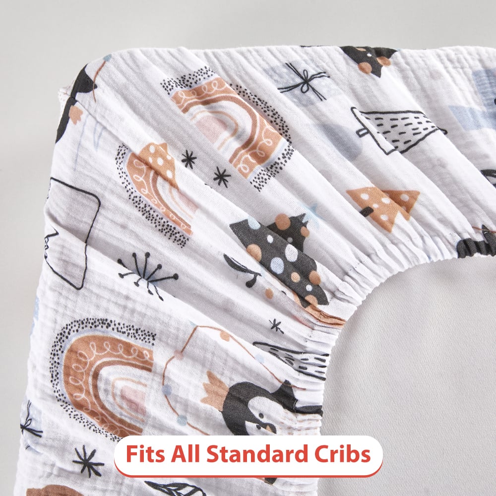100% Cotton Muslin Extra Soft Baby Sheet Standard Baby Crib Toddler Mattress Fitted Crib Sheet supplier