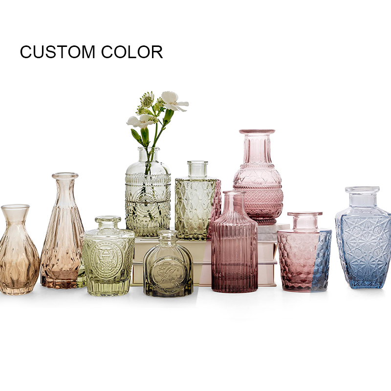Wholesale Hot Sale Clear Glass Vase custom shape Vintage Vase Home Decor glass flower vases factory