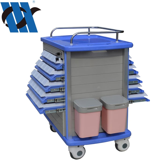 BDT213 Modern Design Hospital Crash Cart ABS Emergency Trolley With Double Side Drawers Medicine Trolley details