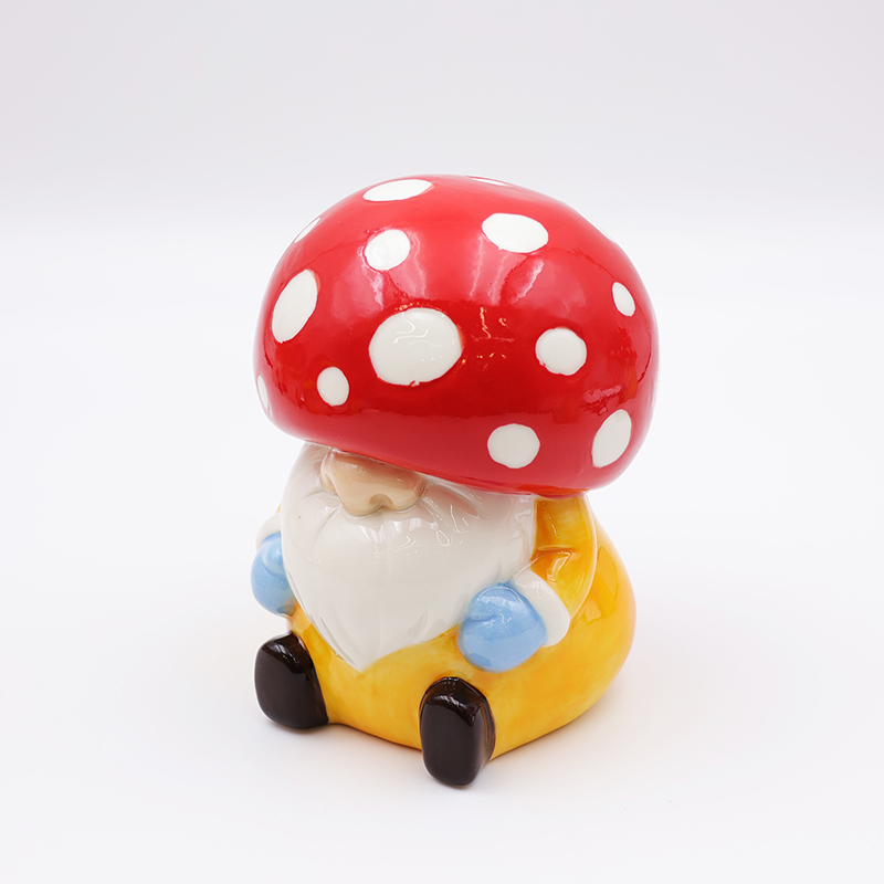 OEM Custom christmas home garden decor cute red ass figure statue ceramic half round mushroom gnome figurine ornaments supplier