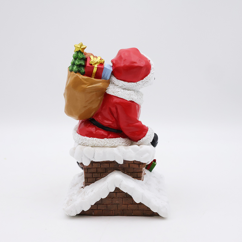 OEM Custom Christmas decor polar bear figurine new resin crafts miniature santa claus ornaments tabletop statue supplier