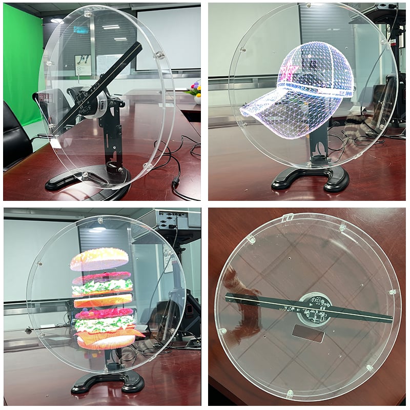 42cm Advertising Machine Desktop Projector Rechargeable Vertical Transparent Screen LED 3D Hologram Fan for Shopping Malls details