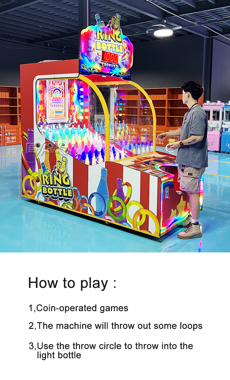 Coin Operated Electric Throwing Rings Bottle Shooting Arcade Games Carnival Machine details