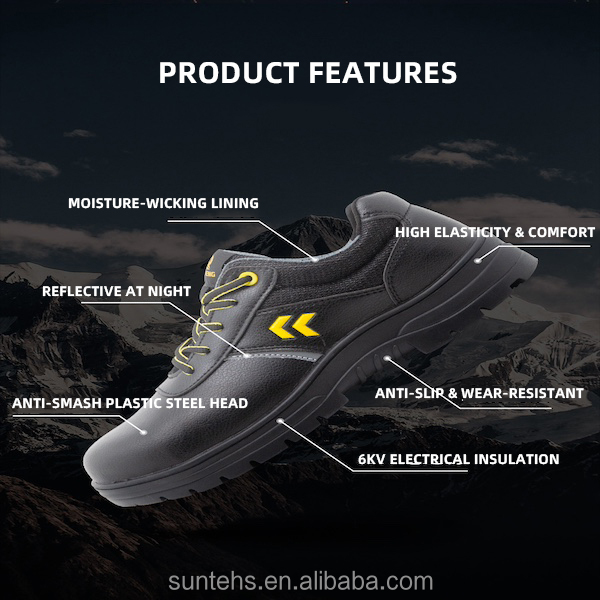 A9655 SB+I Plastic Head Security Shoes Microfiber Leather High Elastic Sponge Insole with Sandwich Lining Shoes details