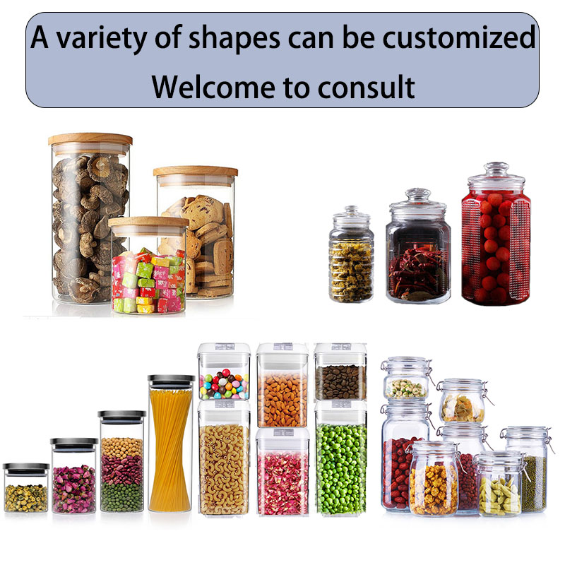 Large glass food storage jar s with airtight flip clamp lids for flour cereal coffee pasta and canning supplier