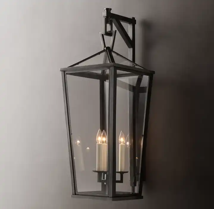 Custom Bracketed E12 Candle Lantern Wall Lights Iron Birdcage Indoor Wall Lamp details