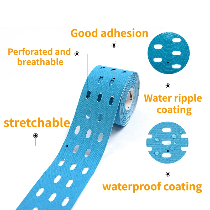 Anthrive Multicolor 5cmx5m Perforated Sports Safety KT Tape Waterproof Punched Kinesiology Tape With Holes manufacture