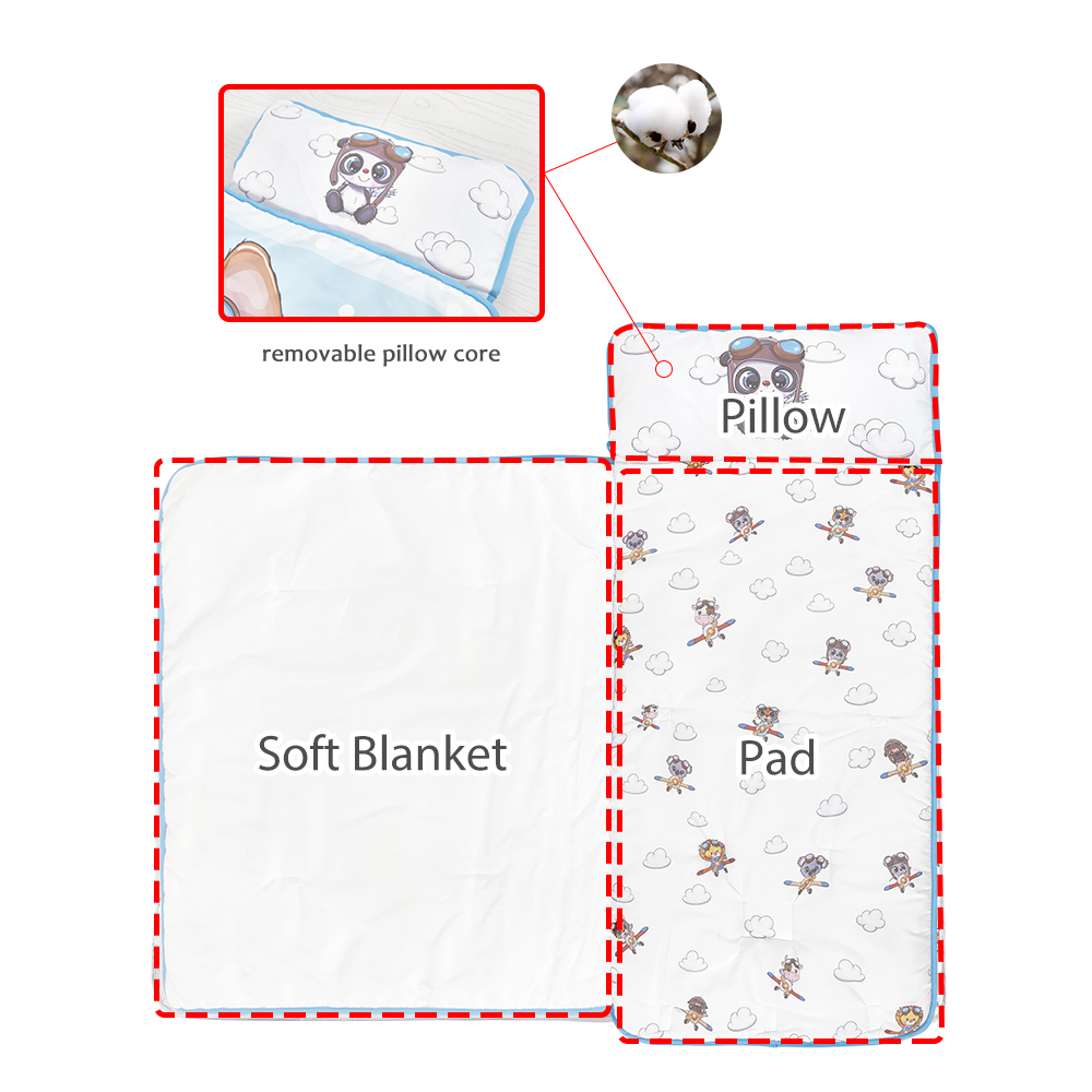 Low MOQ Fly Dog Unisex Kid Sleeping Mat Removable Pillow Soft Toddler Nap Mat supplier