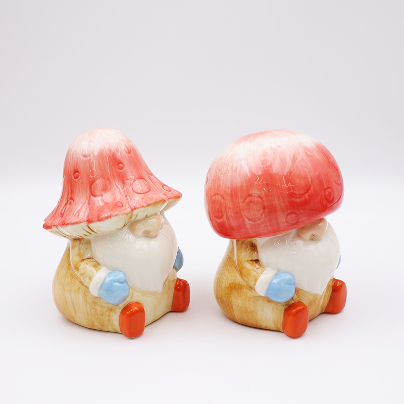 OEM Custom new christmas home decor cute 3d figure statue ceramic mushroom gnome figurine ornaments gift details